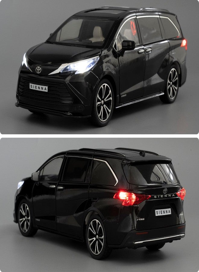 BDTCTK 1:24 Compatible for Sienna Car Model, Pull Back Diecast Toy Car with Sounds＆Lights for Kids Boys Girls and Adults, Gift Black. - Image 4